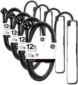 6 Outlet Power Strip,12 Ft Long Extension Cord,3 Prong Outlets,UL Listed,Black,45192,(Pack of 4) 6 Outlet Power Strip,12 Ft Long Extension Cord,3 Prong Outlets,UL Listed,Black,45192,(Pack of 4)