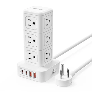 Tower Power Strip with Surge Protection, Charging Station Tower with 12 AC Outlets 4 USB Ports (2 USB C), Space Saving Design, 5FT Tower Extension Cord for Home, Office, Dorm - TPP20 Tower Power Strip with Surge Protection, Charging Station Tower with 12 AC Outlets 4 USB Ports (2 USB C), Space Saving Design, 5FT Tower Extension Cord for Home, Office, Dorm - TPP20