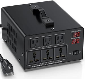 6000W Voltage Converter Transformer Step Up 110V/120V to220V/240V or Step Down 220V to 110V AC Power Converte, Circuit Breaker Protection, 3 US sockets, 3 Universal sockets, LCD Display 6000W Voltage Converter Transformer Step Up 110V/120V to220V/240V or Step Down 220V to 110V AC Power Converte, Circuit Breaker Protection, 3 US sockets, 3 Universal sockets, LCD Display