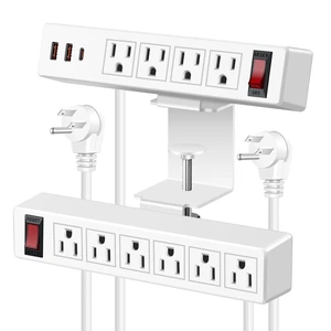Desk Clamp Dual Layer Power Strip, 20W USB-C, 700J Surge Protector 10AC 15FT Extension Cord, Outlet Extender Desk Organizer Workstation Home Office, Fits 1.7" Tabletop Edge, White, ETL Listed Desk Clamp Dual Layer Power Strip, 20W USB-C, 700J Surge Protector 10AC 15FT Extension Cord, Outlet Extender Desk Organizer Workstation Home Office, Fits 1.7" Tabletop Edge, White, ETL Listed