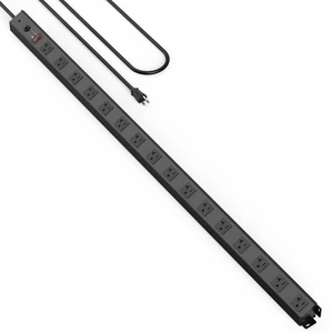 16 Outlet Long Power Strip, 12 Gauge Extension Cord. Black, 4FT. Heavy Duty, Surge Protector, High Amp, Wide Spaced Multiple Outlets for Home, Office, Garage, Workshop, ETL Listed 16 Outlet Long Power Strip, 12 Gauge Extension Cord. Black, 4FT. Heavy Duty, Surge Protector, High Amp, Wide Spaced Multiple Outlets for Home, Office, Garage, Workshop, ETL Listed