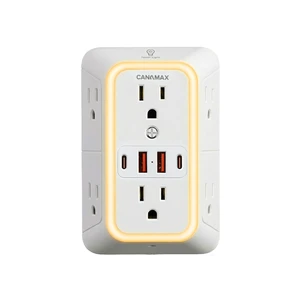 Wall Outlet Extender Night Light with 6 Outlets 4 USB Ports (5V, 2.4A,12W) 3-Sided Power Strip with Adapter Spaced Outlets, 1050J Multi Plug Outlet Surge Protector for Home Office Dorm, ETL Listed Wall Outlet Extender Night Light with 6 Outlets 4 USB Ports (5V, 2.4A,12W) 3-Sided Power Strip with Adapter Spaced Outlets, 1050J Multi Plug Outlet Surge Protector for Home Office Dorm, ETL Listed