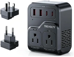 2000W Voltage Converter US to Europe for Hair Dryer, 220V to 110V Converter for European Travel with 3AC/2USB-A/2USB-C (PD20W), Power Converter Adapter Combo with Type C G Plug (Black) 2000W Voltage Converter US to Europe for Hair Dryer, 220V to 110V Converter for European Travel with 3AC/2USB-A/2USB-C (PD20W), Power Converter Adapter Combo with Type C G Plug (Black)