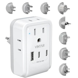 Universal Travel Adapter Kit, Type A,B,C,D,E/F,G,I,M Detachable Plug 7 in 1 International Power Adapter with 4 Outlets 3 USB(2 USB-C), Travel Adaptor Worldwide for US EU UK India Africa France Universal Travel Adapter Kit, Type A,B,C,D,E/F,G,I,M Detachable Plug 7 in 1 International Power Adapter with 4 Outlets 3 USB(2 USB-C), Travel Adaptor Worldwide for US EU UK India Africa France