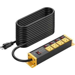 12 Gauge Long Extension Cord, Individual Switches, Yellow, 100FT. Multiple Outlets, Heavy Duty Surge Protector Power Strip, Outdoor, Grounded, Appliance, Garage Wall Mount Plug Extender 12 Gauge Long Extension Cord, Individual Switches, Yellow, 100FT. Multiple Outlets, Heavy Duty Surge Protector Power Strip, Outdoor, Grounded, Appliance, Garage Wall Mount Plug Extender