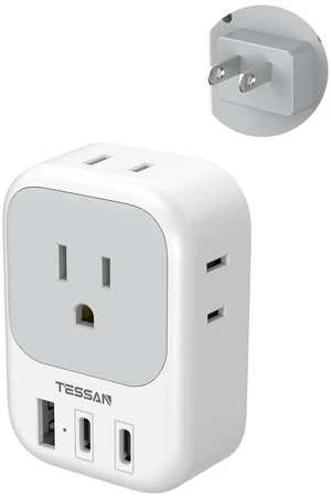 2 Prong to 3 Prong Outlet Adapter with 4 Outlets 3 USB 2 USB-C Ports, US to Japan Plug Adapter, Compatible with China Mexico Philippines 2 Prong to 3 Prong Outlet Adapter with 4 Outlets 3 USB 2 USB-C Ports, US to Japan Plug Adapter, Compatible with China Mexico Philippines