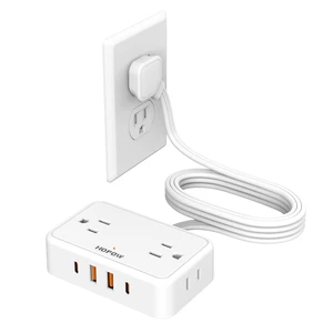 Flat Plug Extension Cord, 4AC&2A2C, 6 FT Power Strip for Travel Extension Cord with Multiple Outlets, 1625W/13A, 1.62in Wide Spaced, No Surge Protector for Cruise Ship, Room, White Flat Plug Extension Cord, 4AC&2A2C, 6 FT Power Strip for Travel Extension Cord with Multiple Outlets, 1625W/13A, 1.62in Wide Spaced, No Surge Protector for Cruise Ship, Room, White