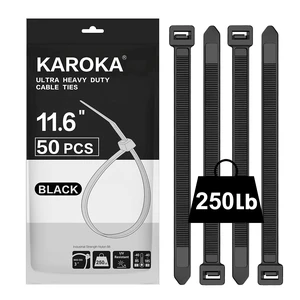 Industrial Zip Ties Heavy Duty with 250 lbs Tensile Strength, 11.6 inch, Electrical Cable Ties Heavy Duty, 50 Pieces, Wide and Thick Zip Ties, by Industrial Zip Ties Heavy Duty with 250 lbs Tensile Strength, 11.6 inch, Electrical Cable Ties Heavy Duty, 50 Pieces, Wide and Thick Zip Ties, by