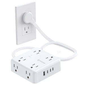 Surge Protector Power Strip, 3FT Flat Plug Extension Cord, White 8 Outlets & 4 USB Ports(3 USB C), 1625W, 1440J, Wall Mount Outlet Extender for Home Office Dorm Room Essentials Surge Protector Power Strip, 3FT Flat Plug Extension Cord, White 8 Outlets & 4 USB Ports(3 USB C), 1625W, 1440J, Wall Mount Outlet Extender for Home Office Dorm Room Essentials