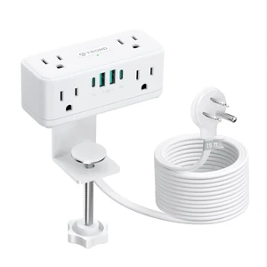 Compact Desk Clamp Power Strip 15 ft, Fit 2.16" Tabletop Edge, White Flat Plug Fit Behind Furniture, 6 AC, 2 USB-C PD 20W, 2 USB-A, 900J, Space-saving for Small Home Office Desk Accessories Compact Desk Clamp Power Strip 15 ft, Fit 2.16" Tabletop Edge, White Flat Plug Fit Behind Furniture, 6 AC, 2 USB-C PD 20W, 2 USB-A, 900J, Space-saving for Small Home Office Desk Accessories