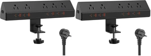 Desk Clamp Power Strip,Edge Mount,4 USB C,65W,1200J,Black (Pack of 2) Desk Clamp Power Strip,Edge Mount,4 USB C,65W,1200J,Black (Pack of 2)