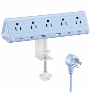 Desk Clamp Power Strip USBC, 40W Fast Charging, 6.5 Ft, Blue Detachable Clamp,5 AC & 6 USB(4C,2A),Flat Plug Extension Cord,Desk Organizer for Home,Office,Dorm,Fits 0.5-2.1" Tabletop Edge Desk Clamp Power Strip USBC, 40W Fast Charging, 6.5 Ft, Blue Detachable Clamp,5 AC & 6 USB(4C,2A),Flat Plug Extension Cord,Desk Organizer for Home,Office,Dorm,Fits 0.5-2.1" Tabletop Edge