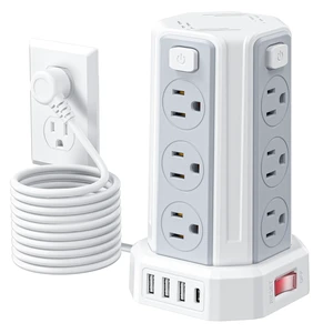 Power Strip 10 Ft Extension Cord with 12 AC Multiple Outlets 4 USB (1 USB C), Power Strip Tower Desktop Charging Station for Home Office College Dorm Essentials Power Strip 10 Ft Extension Cord with 12 AC Multiple Outlets 4 USB (1 USB C), Power Strip Tower Desktop Charging Station for Home Office College Dorm Essentials