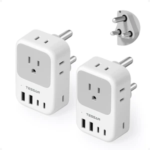 Type M South Africa Plug Adapter, PD 28W 2-Pack 4 AC Outlets & 5 USB Ports (3 USB-C), Travel Adaptor US to Botswana Namibia Nepal Bhutan Type M South Africa Plug Adapter, PD 28W 2-Pack 4 AC Outlets & 5 USB Ports (3 USB-C), Travel Adaptor US to Botswana Namibia Nepal Bhutan