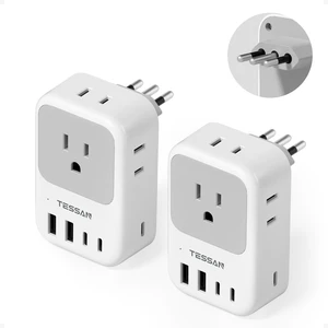 Italy Travel Plug Adapter 28W, Italy Power Adapter, 2 Packs 4 Outlets, 5 USB Ports (3 USB-C), Type L Outlet Adaptor Italy Travel Plug Adapter 28W, Italy Power Adapter, 2 Packs 4 Outlets, 5 USB Ports (3 USB-C), Type L Outlet Adaptor