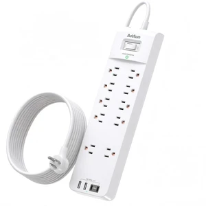 Power Strips with Surge Protection, 12FT Long Extension Cord with Multiple Outlets, Surge Protector Power Strip with 10 Outlets and 4 USB Ports(2 USB C), Flat Plug, 2700J, White Power Strips with Surge Protection, 12FT Long Extension Cord with Multiple Outlets, Surge Protector Power Strip with 10 Outlets and 4 USB Ports(2 USB C), Flat Plug, 2700J, White