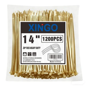 14 Inch Gold Zip Ties 1200 PCS, 75 LBS Tensile Strength, UV Resistant Cable Ties, Self-locking Plastic Ties for Indoor and Outdoor Use 14 Inch Gold Zip Ties 1200 PCS, 75 LBS Tensile Strength, UV Resistant Cable Ties, Self-locking Plastic Ties for Indoor and Outdoor Use