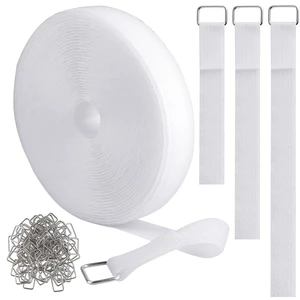 1"x32ft Hook and Loop Straps with 50 Metal Buckles, Adjustable Fastening Cable Straps, Cut-to-Length Cinch Strap, Reusable Nylon Securing Cord Ties for Organizer or Storage, 1 inch Wide, White 1"x32ft Hook and Loop Straps with 50 Metal Buckles, Adjustable Fastening Cable Straps, Cut-to-Length Cinch Strap, Reusable Nylon Securing Cord Ties for Organizer or Storage, 1 inch Wide, White