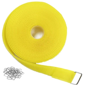 1"x16ft Hook and Loop Straps with 25 Metal Buckles, Adjustable Fastening Cable Straps, Cut-to-Length Cinch Strap, Reusable Nylon Securing Cord Ties for Organizer or Storage, 1 inch Wide,Yellow 1"x16ft Hook and Loop Straps with 25 Metal Buckles, Adjustable Fastening Cable Straps, Cut-to-Length Cinch Strap, Reusable Nylon Securing Cord Ties for Organizer or Storage, 1 inch Wide,Yellow