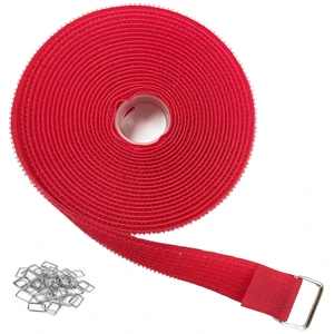 1"x16ft Hook and Loop Straps with 25 Metal Buckles, Adjustable Fastening Cable Straps, Cut-to-Length Cinch Strap, Reusable Nylon Securing Cord Ties for Organizer or Storage, 1 inch Wide,Red 1"x16ft Hook and Loop Straps with 25 Metal Buckles, Adjustable Fastening Cable Straps, Cut-to-Length Cinch Strap, Reusable Nylon Securing Cord Ties for Organizer or Storage, 1 inch Wide,Red