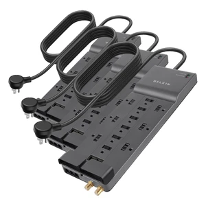 Power Strip Surge Protector w/12AC Multiple Outlets,10ft Long Flat Plug Heavy Duty Extension Cord-Home,Office,Travel,Computer Desktop,Laptop&Phone ChargingBricks (4,156 Joules) 10' (Pack of 3) Power Strip Surge Protector w/12AC Multiple Outlets,10ft Long Flat Plug Heavy Duty Extension Cord-Home,Office,Travel,Computer Desktop,Laptop&Phone ChargingBricks (4,156 Joules) 10' (Pack of 3)
