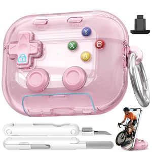 for AirPods Pro 3 Case Cover 2025 with Safety Lock-Clear Pink with Pressable Button, As Phone Stand,Two-Piece Design,Support Wireless,Cool Funny Gifts Case for Women Men to Relief Stress for AirPods Pro 3 Case Cover 2025 with Safety Lock-Clear Pink with Pressable Button, As Phone Stand,Two-Piece Design,Support Wireless,Cool Funny Gifts Case for Women Men to Relief Stress