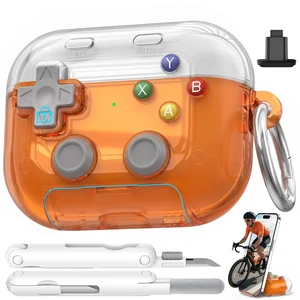 for AirPods Pro 3 Case Cover 2025 with Safety Lock-Clear Orange with Pressable Button, As Phone Stand,Two-Piece Design,Support Wireless,Cool Funny Gifts Case for Women Men to Relief Stress for AirPods Pro 3 Case Cover 2025 with Safety Lock-Clear Orange with Pressable Button, As Phone Stand,Two-Piece Design,Support Wireless,Cool Funny Gifts Case for Women Men to Relief Stress
