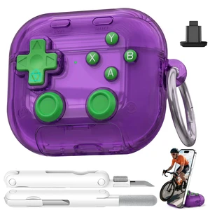 for AirPods 5/4 Case (2026/2024) with Safety Lock-Clear Purple with Pressable Button, As Phone Stand,Two-Piece Design,Support Wireless,Cool Funny Gifts Case for Women Men to Relief Stress for AirPods 5/4 Case (2026/2024) with Safety Lock-Clear Purple with Pressable Button, As Phone Stand,Two-Piece Design,Support Wireless,Cool Funny Gifts Case for Women Men to Relief Stress