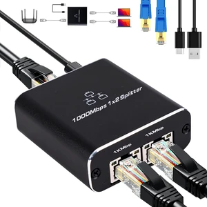 LIEZHUA 1000Mbps Network Splitter with LAN Cable Cat 6 - RJ45 Ethernet Splitter 1 to 2 High Speed Gigabit LAN Internet Splitter for Cat 5/5e/6/7/8, Supports Two Devices Working Simultaneously LIEZHUA 1000Mbps Network Splitter with LAN Cable Cat 6 - RJ45 Ethernet Splitter 1 to 2 High Speed Gigabit LAN Internet Splitter for Cat 5/5e/6/7/8, Supports Two Devices Working Simultaneously