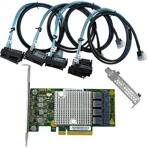 SAS HBA Card Compatible with LSI 9305-16i IT Mode PCIe SATA Expansion Card, 16-Port 12Gbs PCIe 3.0, SAS Expander Support, SATA HBA Controller with 4x SFF-8643 to 8482 Cables for ZFS TrueNAS unRAID NAS SAS HBA Card Compatible with LSI 9305-16i IT Mode PCIe SATA Expansion Card, 16-Port 12Gbs PCIe 3.0, SAS Expander Support, SATA HBA Controller with 4x SFF-8643 to 8482 Cables for ZFS TrueNAS unRAID NAS