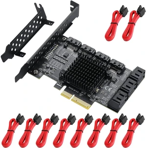MZHOU PCIe SATA Controller Card 10 Port with 10 SATA Cables and Low Profile Bracket - 6Gbps SATA 3.0 PCIe Card,Support 10 Port SATA 3.0 Devices. MZHOU PCIe SATA Controller Card 10 Port with 10 SATA Cables and Low Profile Bracket - 6Gbps SATA 3.0 PCIe Card,Support 10 Port SATA 3.0 Devices.