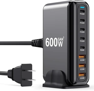 USB C Charger Block 600W 8 Port GaN Fast Charging Station Hub for Laptop iPad iPhone 17 Pro Max Fast Charger Pixel MacBook Pro/Air Galaxy S25 Steam Deck USB C 140W Adapter for Android USB C Charger Block 600W 8 Port GaN Fast Charging Station Hub for Laptop iPad iPhone 17 Pro Max Fast Charger Pixel MacBook Pro/Air Galaxy S25 Steam Deck USB C 140W Adapter for Android