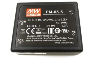MW Mean Well PM-05-5 5V 1A 5W Green Open Frame Single Output Switching Power Supply MW Mean Well PM-05-5 5V 1A 5W Green Open Frame Single Output Switching Power Supply