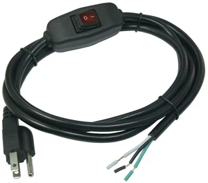 Replacement Power Supply Cord Cable 18AWG 10A 3-Prong NEMA 5-15 Plug to Bare End Heavy Duty US SJT Pigtail with Red Indicator Light Inline Switch Waterproof for Outdoor Use 125V 6ft Replacement Power Supply Cord Cable 18AWG 10A 3-Prong NEMA 5-15 Plug to Bare End Heavy Duty US SJT Pigtail with Red Indicator Light Inline Switch Waterproof for Outdoor Use 125V 6ft
