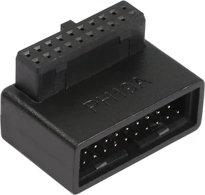 USB 3.0 19/20 Pin 90 Degree Adapter Male to Female L Turn Right Angle Socket for Desktop Motherboard Internal Connector Up Angled(PH19A) USB 3.0 19/20 Pin 90 Degree Adapter Male to Female L Turn Right Angle Socket for Desktop Motherboard Internal Connector Up Angled(PH19A)