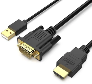 VGA to HDMI Cable with Audio 6 Feet 1080P Cable from VGA Computer/Laptop to HDMI Monitor/TV(Not Bidirectional) VGA to HDMI Cable with Audio 6 Feet 1080P Cable from VGA Computer/Laptop to HDMI Monitor/TV(Not Bidirectional)