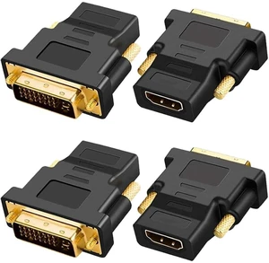 Gold-Plated HDMI to DVI Adapter Bi-Directional DVI Male (24 + 5) to HDMI Female Converter Adapter for Projector HDTV PC TV for PS3 for PS4 (4 Pack) Gold-Plated HDMI to DVI Adapter Bi-Directional DVI Male (24 + 5) to HDMI Female Converter Adapter for Projector HDTV PC TV for PS3 for PS4 (4 Pack)