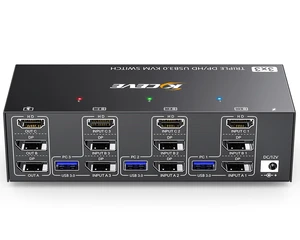 KVM Switch 3 Monitors 3 Computers 8K@60Hz, Camgeet HDMI+2 Displayport KVM Switch Triple Monitor for 3 Computer Share 3 Monitor and 4 USB3.0 Devices,Wired Remote and 12V Power Adapter Included KVM Switch 3 Monitors 3 Computers 8K@60Hz, Camgeet HDMI+2 Displayport KVM Switch Triple Monitor for 3 Computer Share 3 Monitor and 4 USB3.0 Devices,Wired Remote and 12V Power Adapter Included