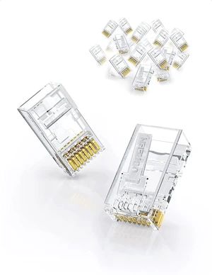 UGREEN RJ45 Connector 50 Pack Cat6 Cat5e RJ45 Pass Through Plug Ends Ethernet Cable Crimp Network Plug LAN Connector Crystal UGREEN RJ45 Connector 50 Pack Cat6 Cat5e RJ45 Pass Through Plug Ends Ethernet Cable Crimp Network Plug LAN Connector Crystal