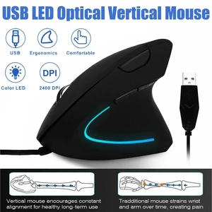 Ergonomic Optical Vertical Mouse Mice USB Wired LED Mice 2400 DPI For Laptop PC Ergonomic Optical Vertical Mouse Mice USB Wired LED Mice 2400 DPI For Laptop PC
