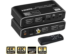 2 in 1 HDMI Switch with Audio Extractor, 4K@60Hz HDMI Selector Separate HDMI Video + Optical/Coaxial/3.5mm Audio Output, Compatible with PS4 Xbox TV 2 in 1 HDMI Switch with Audio Extractor, 4K@60Hz HDMI Selector Separate HDMI Video + Optical/Coaxial/3.5mm Audio Output, Compatible with PS4 Xbox TV