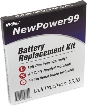 NP99sp NewPower99 Battery Kit with Battery, Video Instructions and Tools for Dell Precision 5520 NP99sp NewPower99 Battery Kit with Battery, Video Instructions and Tools for Dell Precision 5520