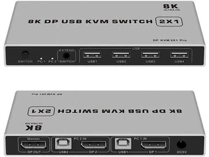 2 Port DP 1.4 KVM Switch, Dual-Port DisplayPort USB KVM Switch Support 8K@60Hz & 4K@144Hz for 2 PCs Share Monitor Keyboard Mouse 2 Port DP 1.4 KVM Switch, Dual-Port DisplayPort USB KVM Switch Support 8K@60Hz & 4K@144Hz for 2 PCs Share Monitor Keyboard Mouse
