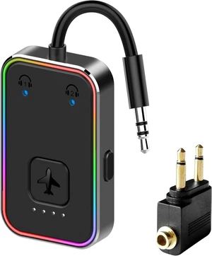 2024 Upgraded Pro Aircraft Bluetooth 5.4 Transmitter for All Headphones, aptX LL, Supports 2 Headphones/AirPods, Wireless Audio Adapter for In-Flight, TV, Gym, Tablet, Metal Frame 2024 Upgraded Pro Aircraft Bluetooth 5.4 Transmitter for All Headphones, aptX LL, Supports 2 Headphones/AirPods, Wireless Audio Adapter for In-Flight, TV, Gym, Tablet, Metal Frame
