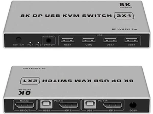 2 Port DisplayPort 1.4 KVM Switch, 8K@60Hz 4K@144Hz USB DP KVM Switcher for 2 PCs Share Monitor Keyboard Mouse 2 Port DisplayPort 1.4 KVM Switch, 8K@60Hz 4K@144Hz USB DP KVM Switcher for 2 PCs Share Monitor Keyboard Mouse