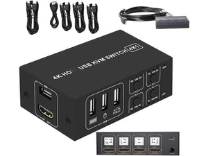 4 Port 4-In-1-Out HDMI KVM Switch, 4K@30Hz 1080P@60Hz USB KVM Switcher for 4 PCs Laptops, Share Monitor Keyboard Mouse, Support Win7 Win10 Mac 4 Port 4-In-1-Out HDMI KVM Switch, 4K@30Hz 1080P@60Hz USB KVM Switcher for 4 PCs Laptops, Share Monitor Keyboard Mouse, Support Win7 Win10 Mac