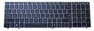 Black Laptop Keyboard with Silver Frame including Pointer for HP Elitebook 8560P Black Laptop Keyboard with Silver Frame including Pointer for HP Elitebook 8560P