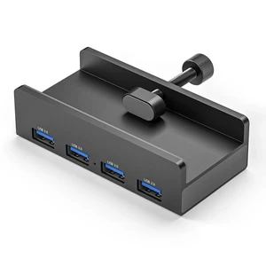 RAMAHP USB 3.0 Hub, USB Hub Clamp, Aluminum 4-Port USB Splitter with Extra Power Supply Port, Desktop Powered USB Hub for Monitors/Desks 4 USB Black RAMAHP USB 3.0 Hub, USB Hub Clamp, Aluminum 4-Port USB Splitter with Extra Power Supply Port, Desktop Powered USB Hub for Monitors/Desks 4 USB Black