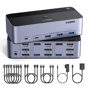 UGREEN 8K@60Hz HDMI Displayport KVM Switch 3 Monitors 2 Computers, Aluminum 4K@240Hz with 4 USB 3.0 Ports for 2 Computers Share Triple Monitors with 4 DP+2 HDMI+2 USB Cables/Power Adapter/Controller UGREEN 8K@60Hz HDMI Displayport KVM Switch 3 Monitors 2 Computers, Aluminum 4K@240Hz with 4 USB 3.0 Ports for 2 Computers Share Triple Monitors with 4 DP+2 HDMI+2 USB Cables/Power Adapter/Controller