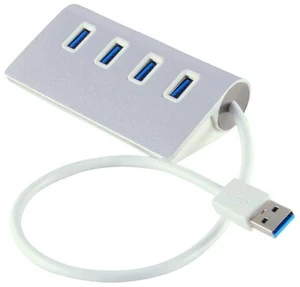 Silver Aluminum 4 Port USB 3.0 Hub up to 5Gbps Super High Speed Data Transfer for MacBook Air, Mac Mini, iMac, Laptop, PC, USB Flash Drives and More Silver Aluminum 4 Port USB 3.0 Hub up to 5Gbps Super High Speed Data Transfer for MacBook Air, Mac Mini, iMac, Laptop, PC, USB Flash Drives and More